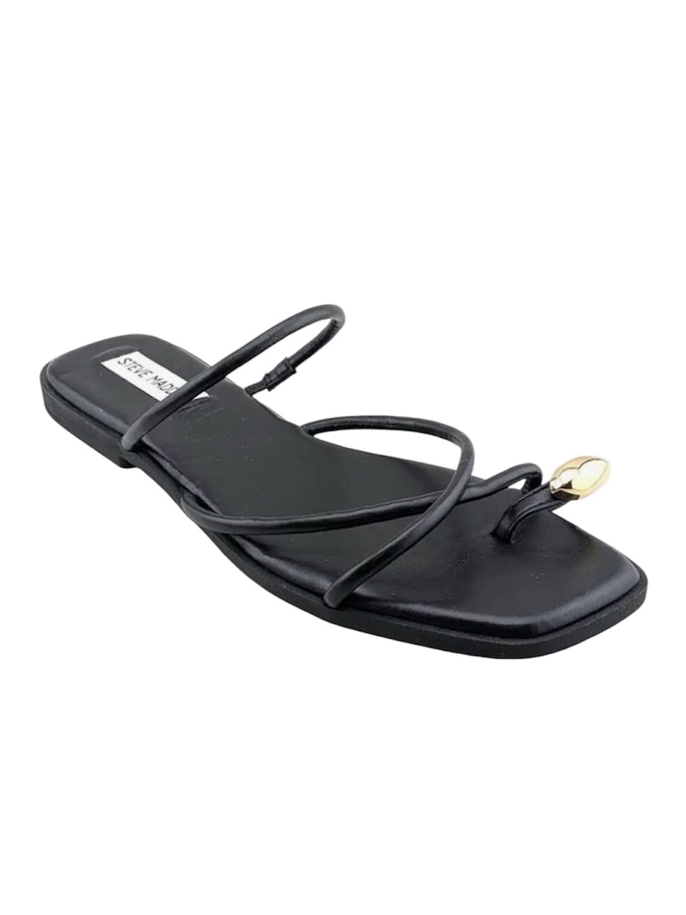 Steve Madden Anine Black Gold Toe Ring Slides Sandals Size 8.5 - Picture 8 of 8